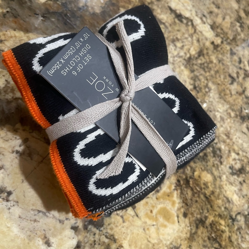 Rachel Zoe BOO halloween dishcloths set of 6 - halloween color coordinating NEW